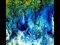 Acrylic Fluid Painting. Flip Cup Turns Mystical Forest  "Starry Night"