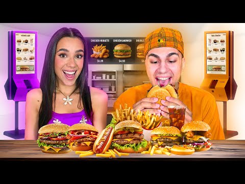 I order the ENTIRE MENU of an AMERICAN FAST FOOD.. We overdid it! (450 EURO)