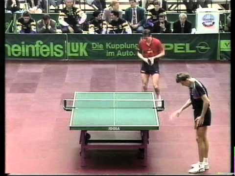 Tischtennis Joerg Rosskopf Worldchampion 1989 Doubles vs Juergen Hegenbarth