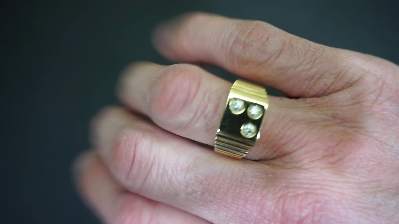 Anello uomo Oro giallo 18 carati e zirconia cubica. www.gioielleriamazzon.it