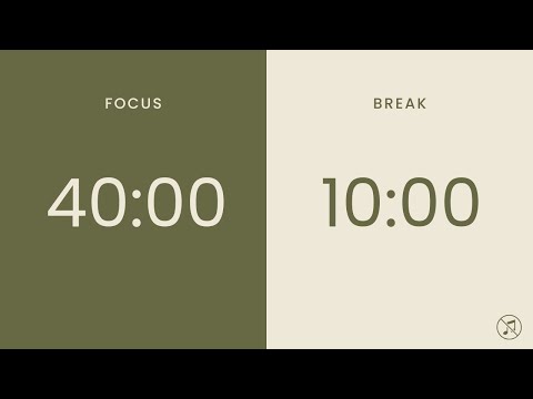 40/10 Pomodoro Timer | 4 x 40 min | Focus | Study | Reflection | Productivity