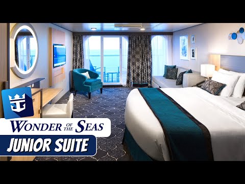 Wonder of the Seas | Junior Suite Full Walkthrough Tour & Review 4K | Royal Caribbean Cruise Line
