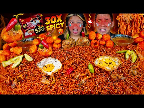 🌶️ 30X EXTREMELY SPICY NOODLES CHALLENGE with My Husband 🔥 | WORLD'S HOTTEST NOODLES!! 💥