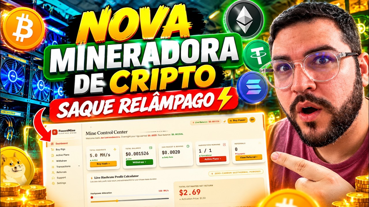 NOVA MINERADORA! GANHE 5 GHS GRÁTIS | FAUCETMINE