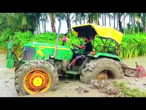 John Deere 5405 gire pro 4WD tractor video roterbeter power test 63HP