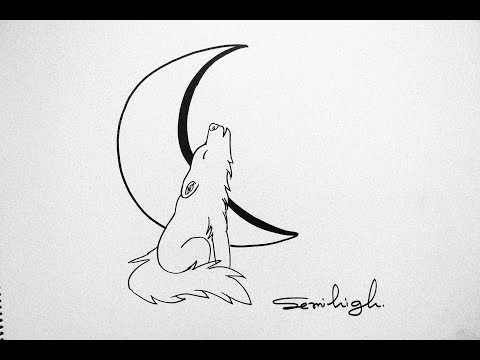 Draw Wolf With Moon | How to draw a Wolf howling | Cool ...
