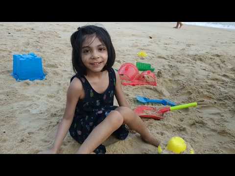 Pratishtha having fun on beach with friends at East Coast Parkway, Singapore