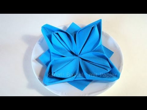 Servietten falten einfach: Anleitung für Lotusblüte: Tischdekoration basteln - Hochzeit