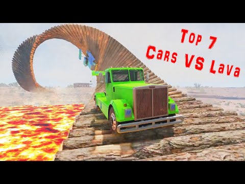 Cars VS Impossible Loop Bridge over Lava - [BeamNG.Drive] #2