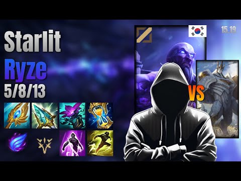 Starlit Mid Ryze vs Galio lol KR solo rank Full Game 15.19 | Starlit 라이즈 vs 갈리오