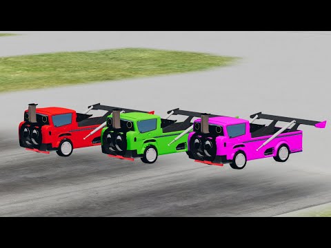 Trains vs Portal Trap with Slide Colors - Cars vs Rails and Trains - BeamNG.Drive