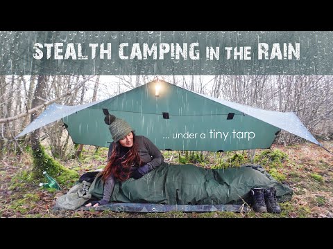 Stealth Wild Camping under a Tiny Tarp in the Rain 🌦️