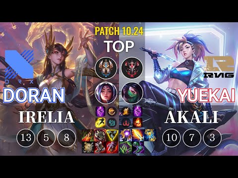DRX Doran Irelia vs RNG yuekai Akali Top - KR Patch 10.24
