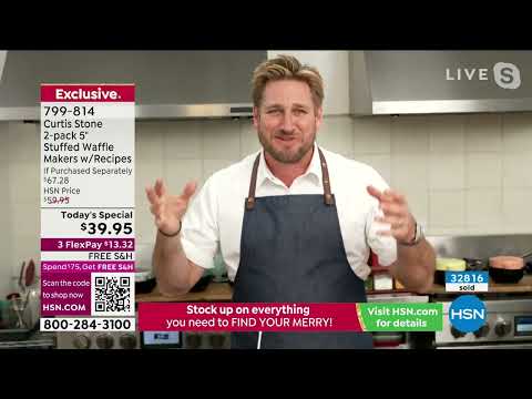 Curtis Stone 2pack 5" Stuffed Waffle Makers with Recipes...