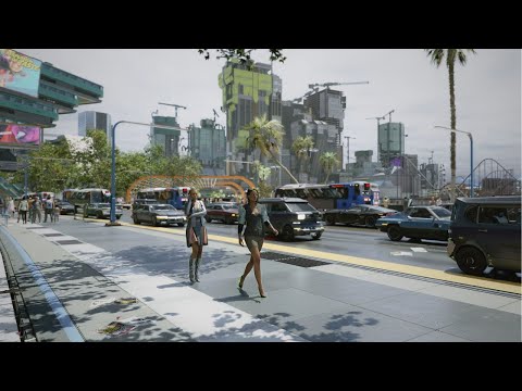 Cyberpunk 2077 - Relaxing Lifelike Walking Scenes (4K Path Tracing Modded Graphics)