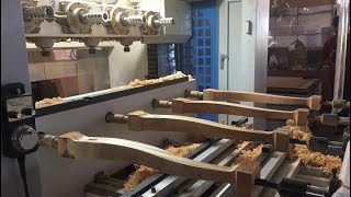 Máy Cnc 4 trục 16 dao 2 bàn nạp phôi Woodmaster Gia công chân ghế Tuyệt đẹp
