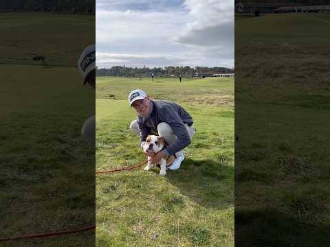 Alfie meets pro golfer Wilco Nienaber at The Old Course, St Andrews during Dunhill Links