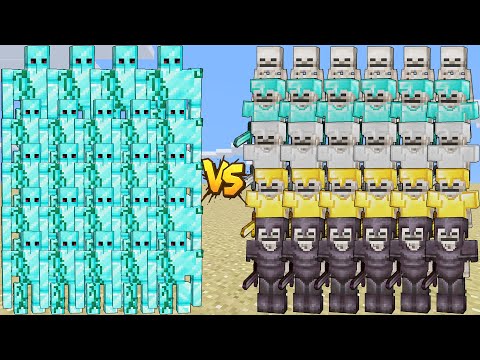 DIAMOND GOLEM ARMY VS SKELETON FAMILY – DEATHRUN CHALLENGE | BATTLE MINECRAFT