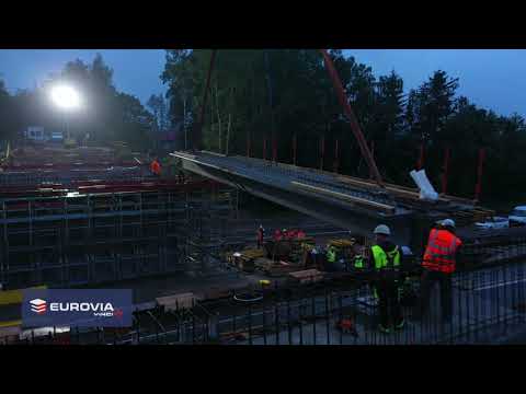 Dálnice D1, úsek 11, Koberovice - Humpolec, montáž nosníků - 20./21. a 21./22. 6.