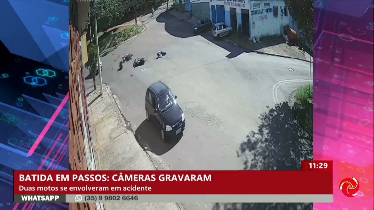 Batida entre duas motos é registrada em Passos