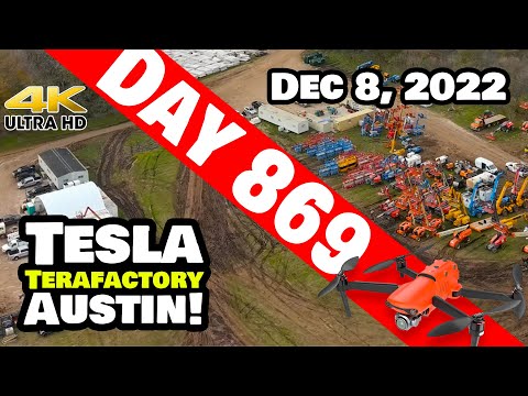 NORTH EXPANSION AT GIGA TEXAS! - Tesla Gigafactory Austin 4K  Day 869 - 12/8/22 - Tesla Terafactory