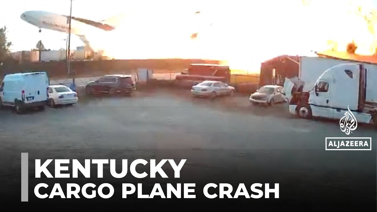 Seven dead in Kentucky cargo plane crash: Louisville airport shuts as emergency crews respond