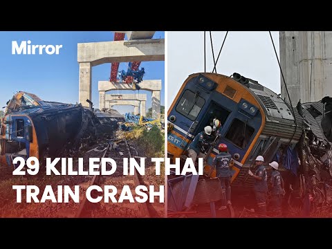 Crane collapses on moving Thai TRAIN killing 29 as country's ...