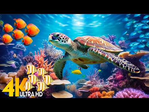 Ocean 4K - Sea Animals for Relaxation, Beautiful Coral Reef Fish in Aquarium(4K Video Ultra HD) #121