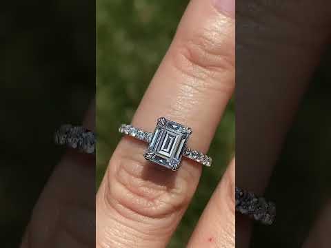 Emerald cut Moissanite Double Prong Engagement Ring - eng1017-em