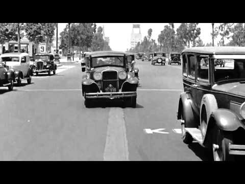 Driving down California Street in Beverly Hills in 1935. Stabilized in 2012 (Adobe After Effects)