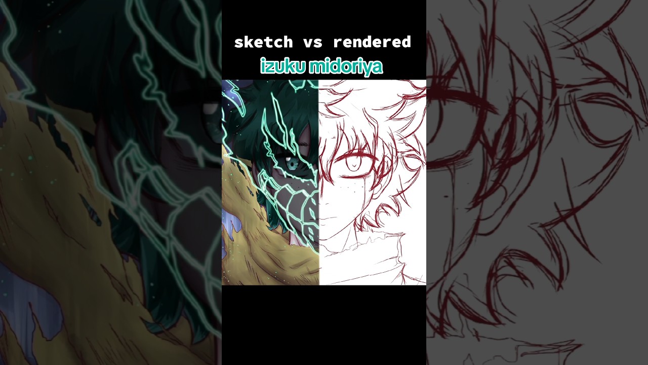 sketch vs rendered - my hero academia fanarts ✨️ #bnha #mha #fanart #illustration #drawing