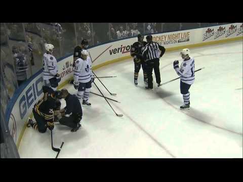Cody Franson boarding on  Drew Stafford Toronto Maples Leafs vs Buffalo Sabres 11/29/13 NHL Hockey.