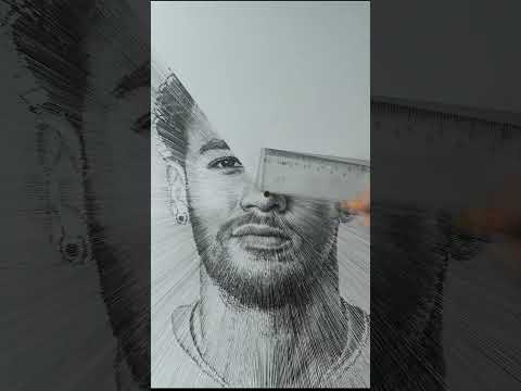 I Draw with a ruler and then nails #neymar #artdrawing