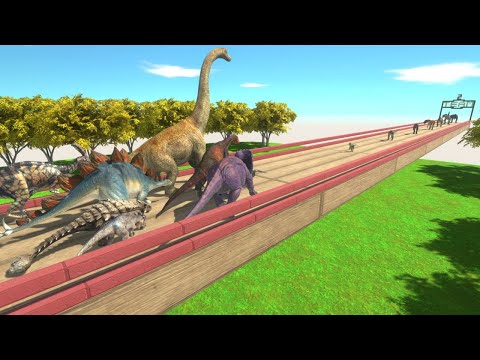Herbivore Dinosaurs on Road of Carnivore Dinosaurs Animal Revolt Battle Simulator