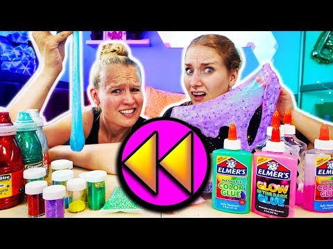 RÜCKWÄRTS SLIME CHALLENGE Schleim Zutaten in falscher Reihenfolge? Kann das klappen? Nina vs. Kathi