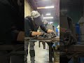 Plasma cutting through 0.75inch plate steel.