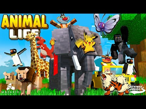 Minecraft: Pokemon Fight in a Cockroaches animal zoo with Oggy and Jack