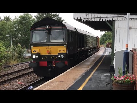 66779 “Evening Star” GBRf  with 62 containers at Lea Road station Gainsborough 26th July 2022 4L11