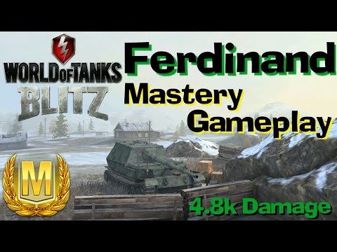 WOT Blitz Ferdinand 4.8k Damage Mastery Gameplay