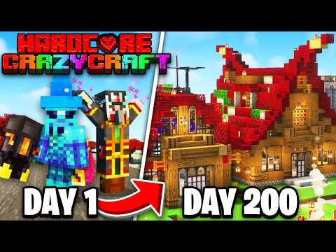 I Survived 200 Days in CRAZY CRAFT in HARDCORE Minecraft!