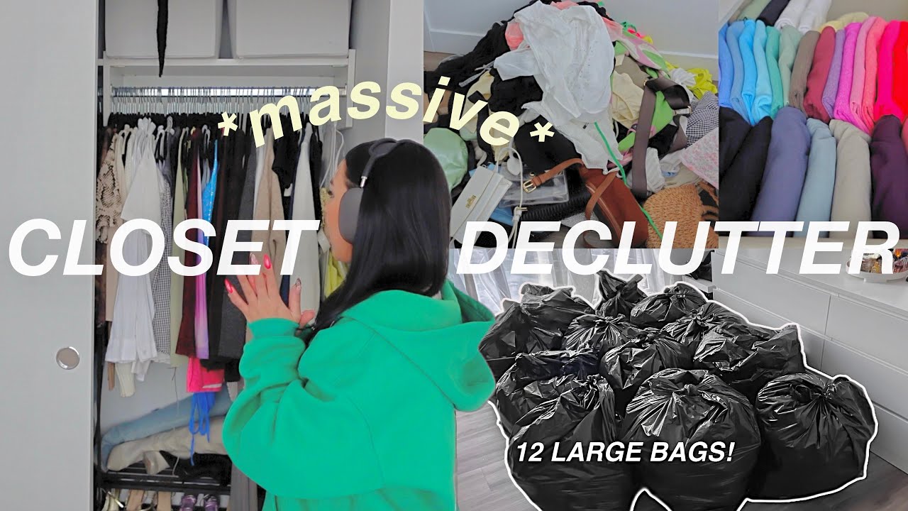 massive CLOTHING DECLUTTER! 2025 extreme closet cleanout motivation, how to LET GO *satisfying*