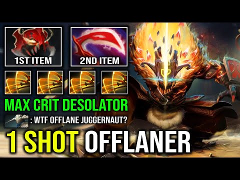 WTF Madness Mask Desolator Offlane Juggernaut 1 Shot Crit Slash Unkillable Hard Carry Dota 2