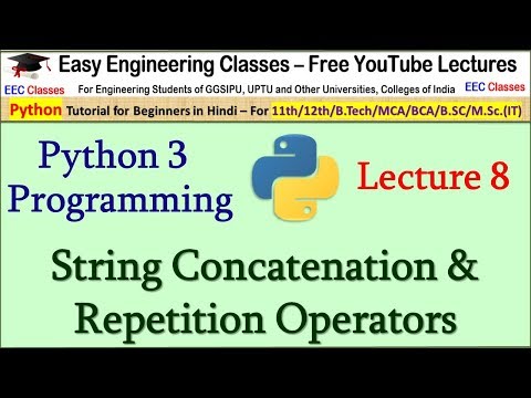 Python Tutorial In Hindi 8 String Concatenation In Python 3 Beginners Class