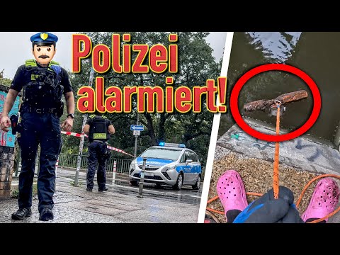 Polizei Großeinsatz & Vollsperrung wegen BOMBENALARM beim Magnetfischen 🤯 (Schatzsuche)