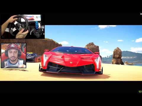 GOLIAS SEM FREIO + DANO SIMULAÇÃO NO VOLANTE G27 DE LAMBORGHINI VENENO - FORZA HORIZON 3 GOPRO