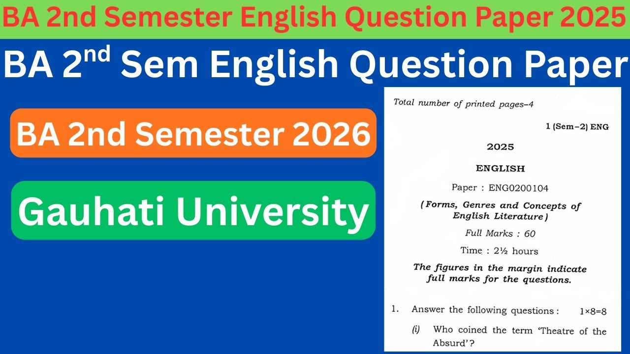 BA 2nd semester English Question paper | BA 2nd semester Major question paper | BA 2nd sem English 