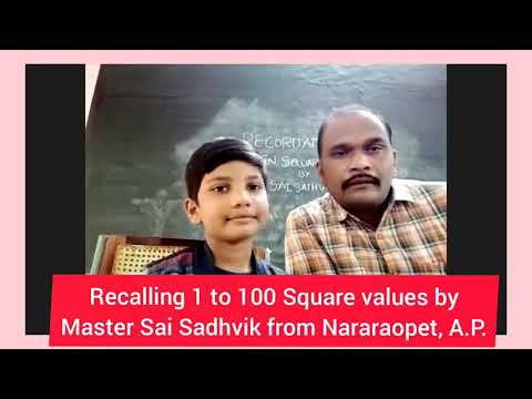 FASTEST TIME TO RECALL 1 TO 100 NUMBERS SQUARE VALUES BY KID