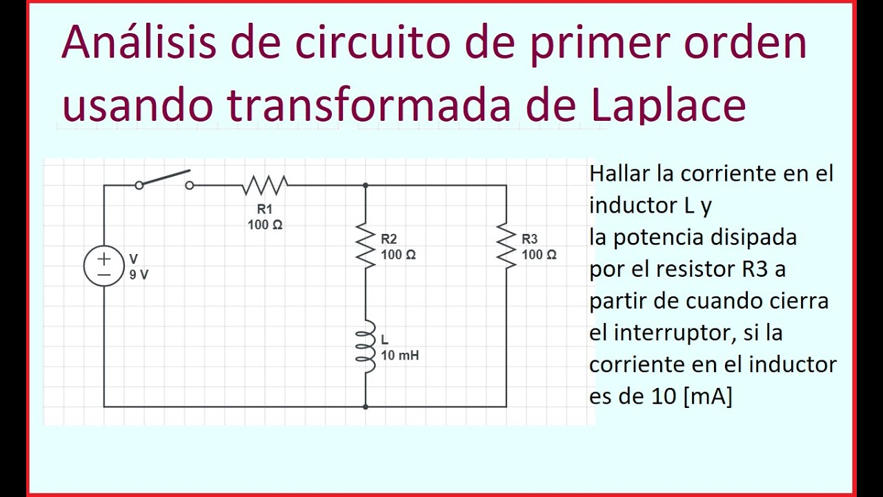 Análisis  de sistema eléctrico de primer orden usando transformada de Laplace