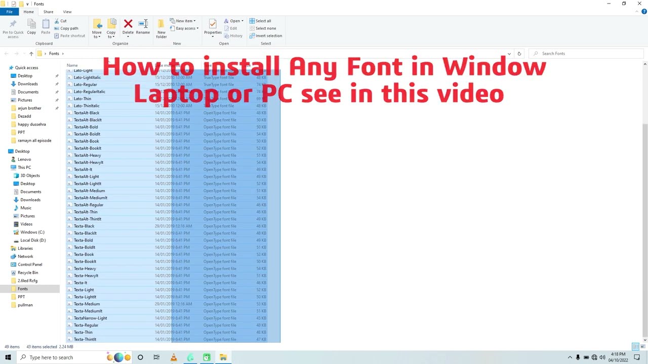 How to install Fonts in windows or pc Tutorial