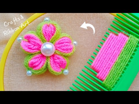 It's so Cute 💖🌟 Super Easy Woolen Flower Making Trick with Hair Comb - You will Love It- DIY Flowers